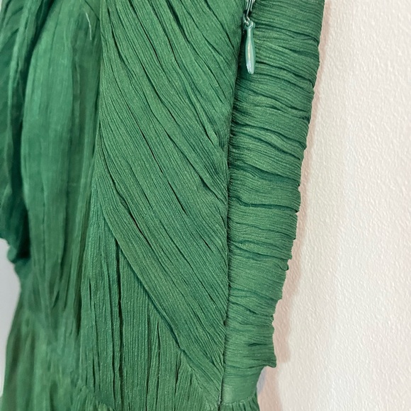 New! J Crew Bridal Cocktail Forrest Green One Shoulder Silk Chiffon Dress 2P - Picture 8 of 15